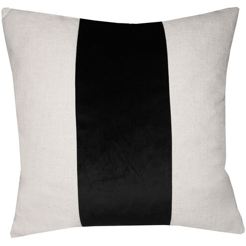 Black Stripe 24 inch Off-White & Black Velvet Pillow