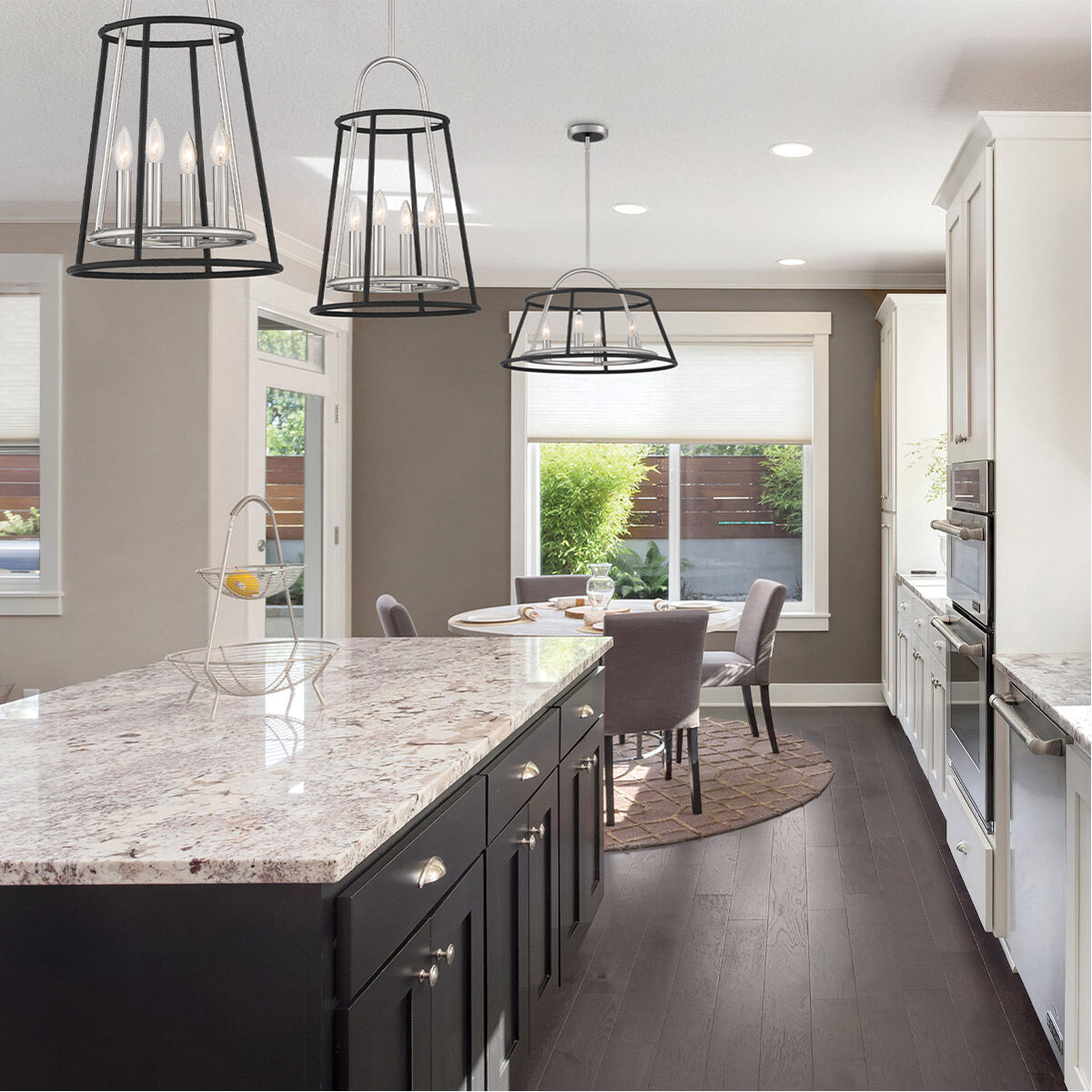 Campana 6 Light 3 inch Satin Nickel/black Chandelier Ceiling Light