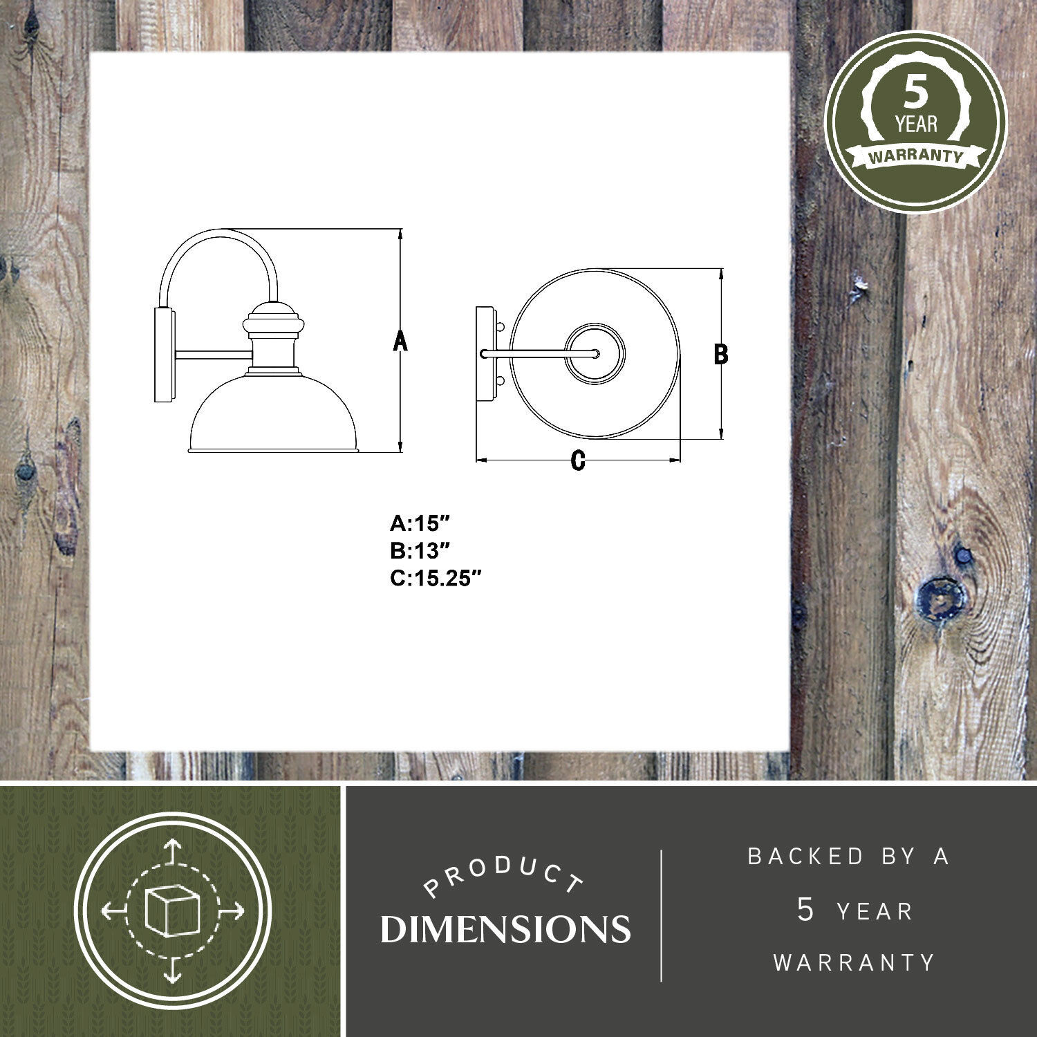 Franklin LED 15 inch Oil Burnished Bronze and Light Gold Outdoor Wall