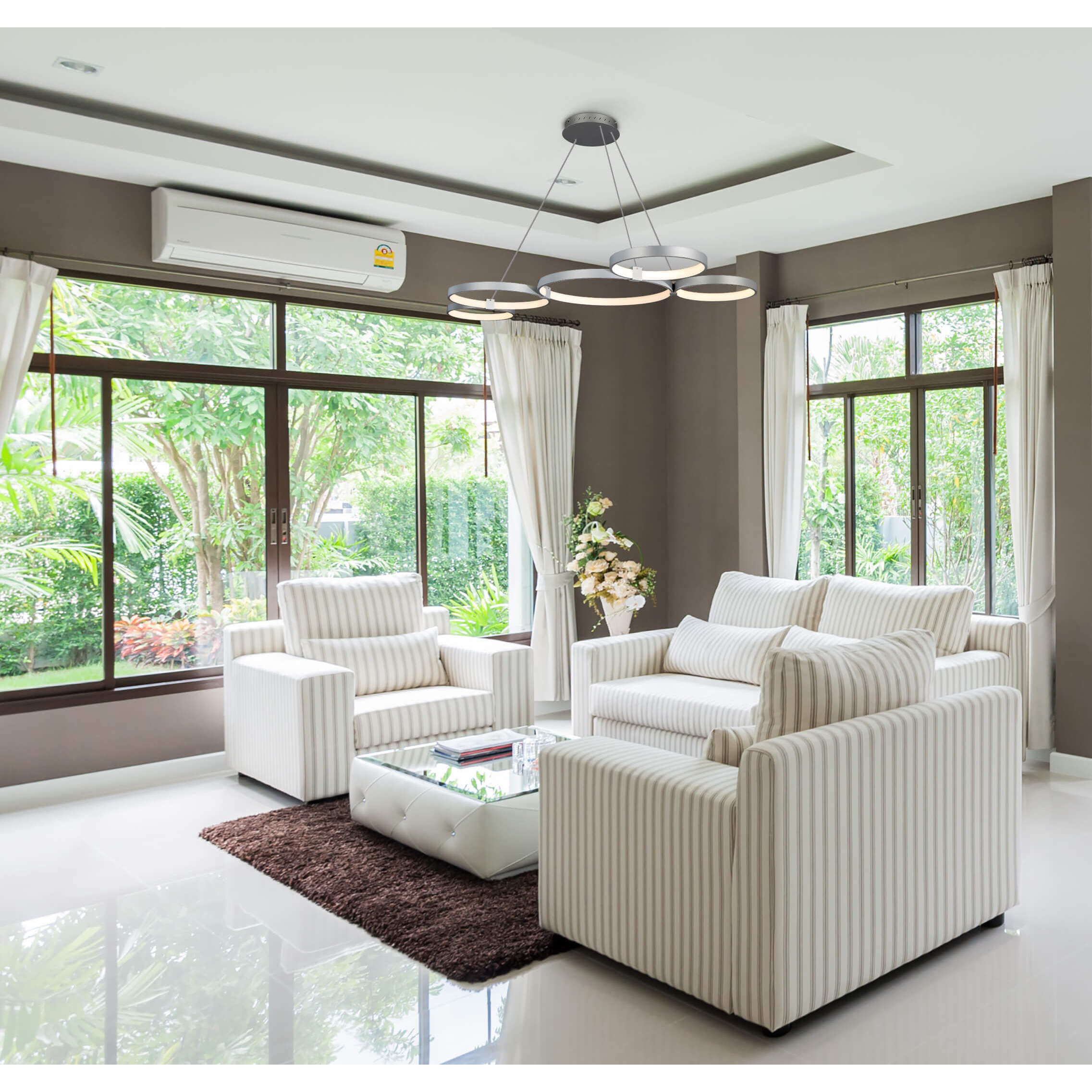 Capella 31.5 inch Silver Chandelier Ceiling Light