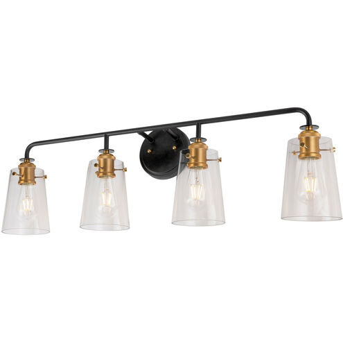 Ronna 4 Light 35 inch Black and Soft Gold Bath & Vanity Wall Light