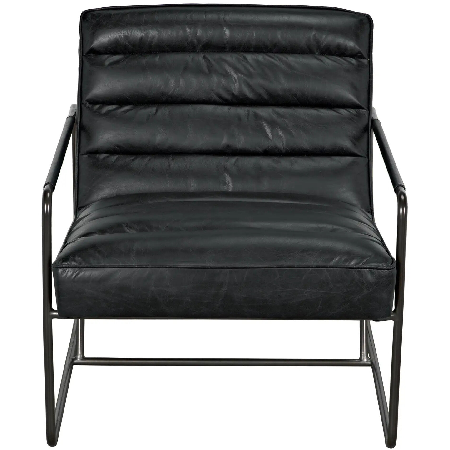 Demeter Metal and Black Leather Occasional Chair