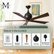Atlas Irene-5 52 inch Matte Black with Walnut Tone Blades Paddle Fan, Paddle Fan