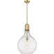 Amherst 1 Light 16 inch Satin Gold Pendant Ceiling Light in Seedy Glass