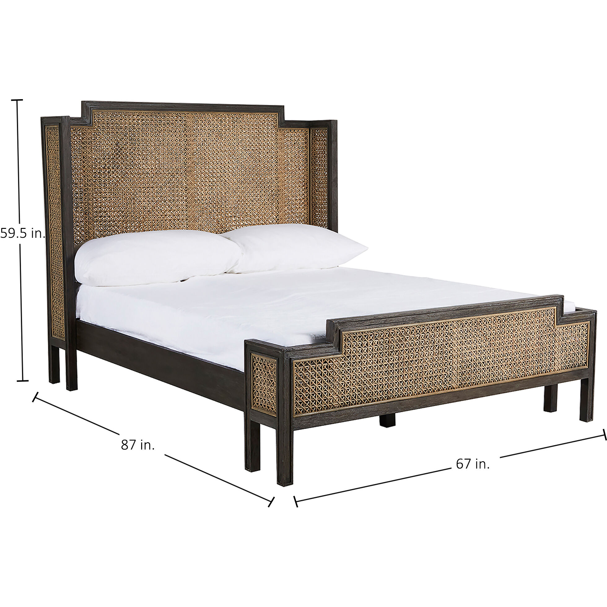 Camille Natural Gray Rattan and Cerused Ash Bed