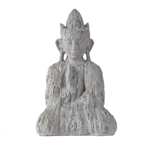 Meditating Sitting Crowned Buddha Gray Outdoor Classic Figurines