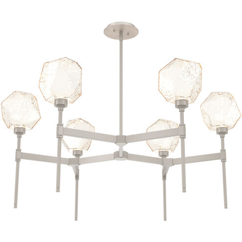 Gem LED Beige Silver Chandelier Ceiling Light, Round Belvedere