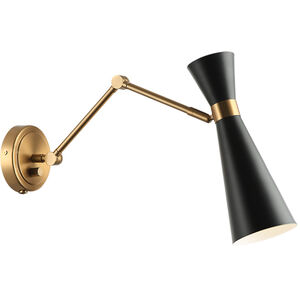 Matteo Lighting Blaze 1 Light 4 inch Black Wall Sconce Wall Light in Aged Gold Brass and Black S09621AGBK - Open Box