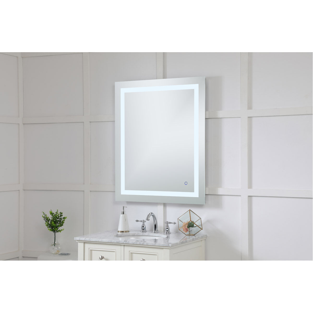 Helios 36 X 30 inch Silver Lighted Wall Mirror