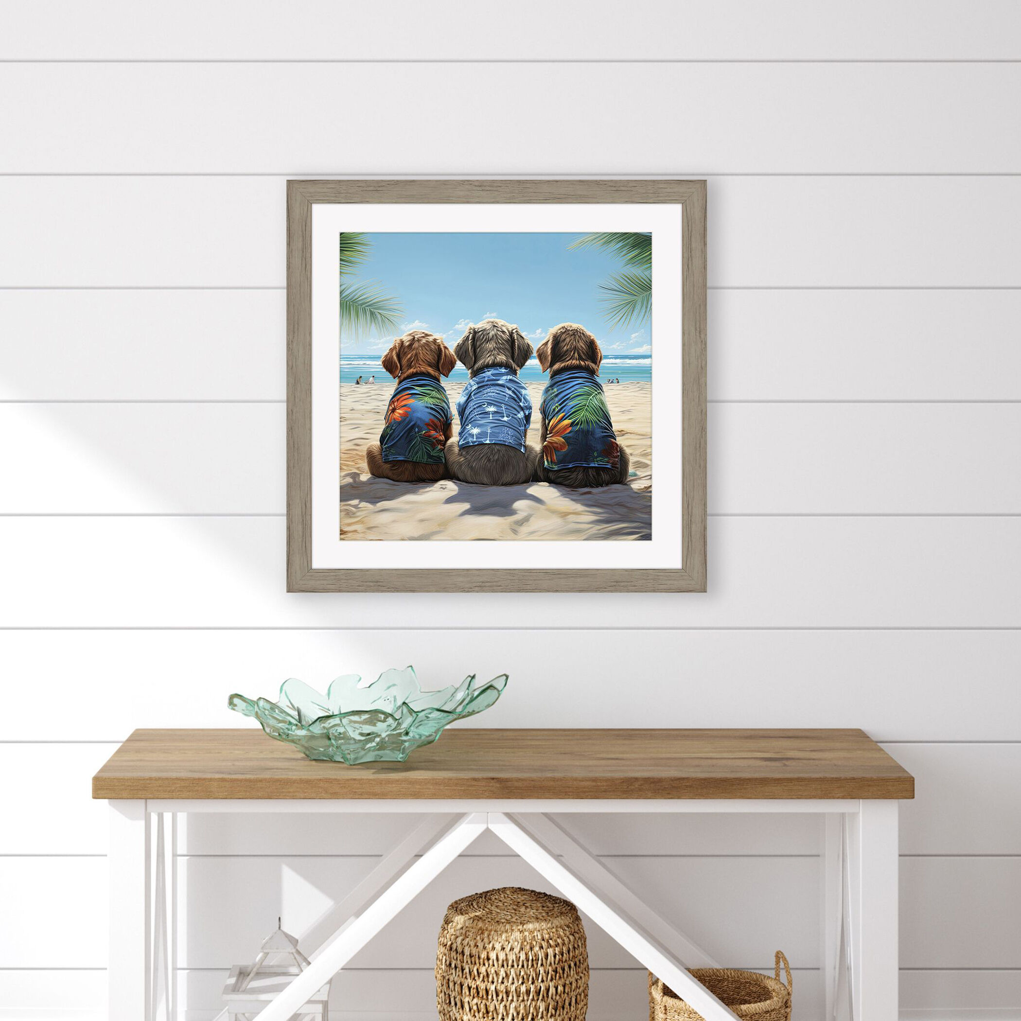 Nuthin Butt the Beach Blue and Multi and Green Framed Art, Propac