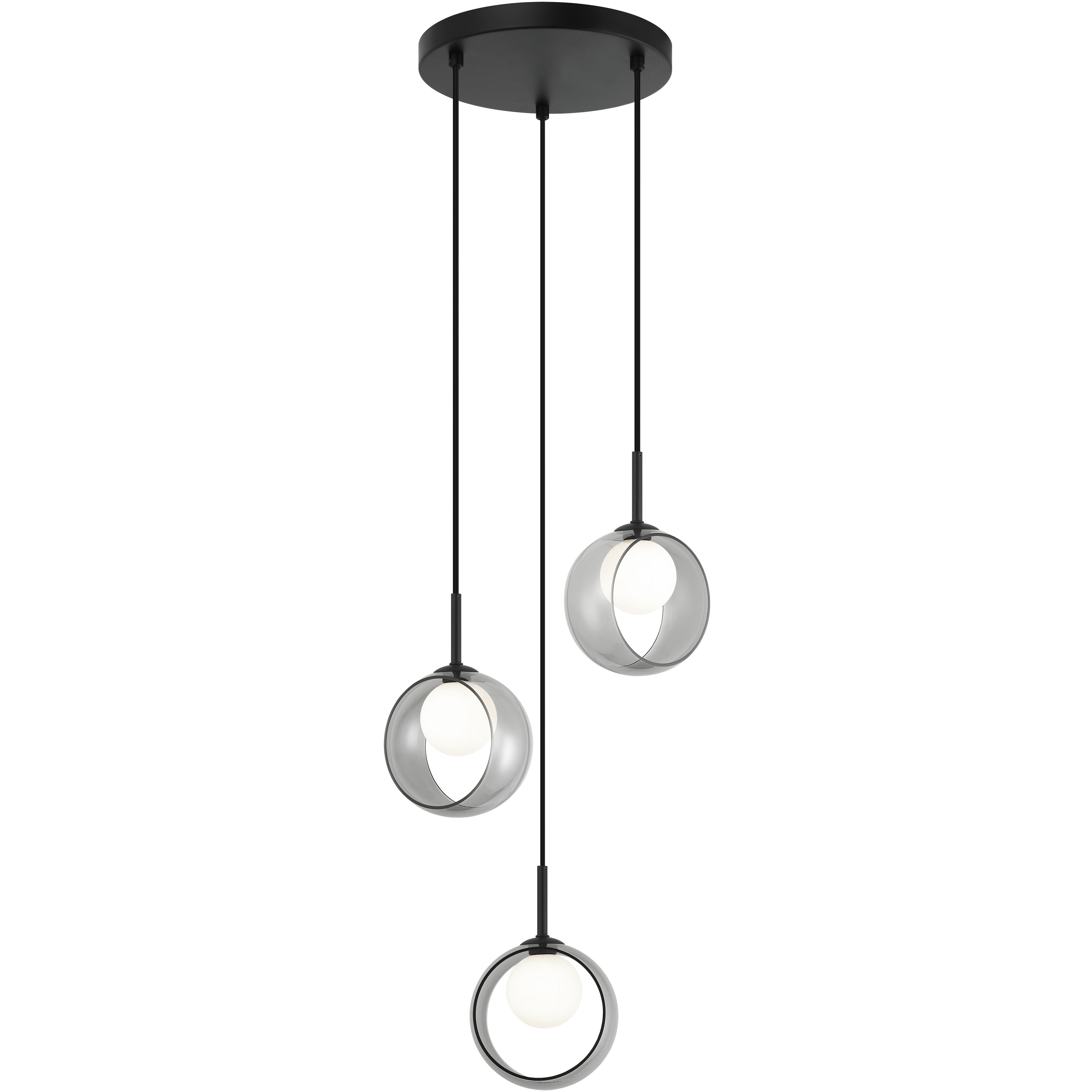 Delcia LED 14.13 inch Black Pendant Ceiling Light in Black and Smoke
