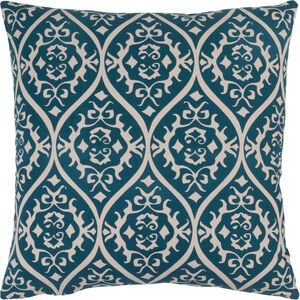 Somerset 22 X 22 inch Bright Blue and Ivory Throw Pillow