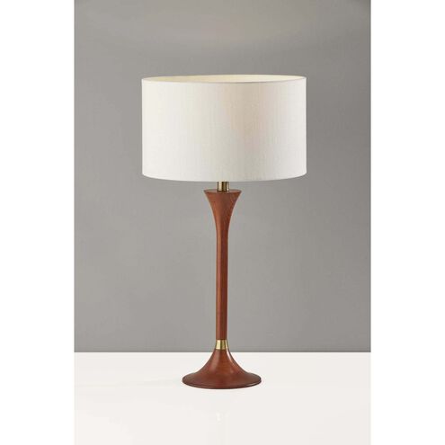 Rebecca 26 inch 100.00 watt Walnut Rubberwood with Antique Brass Accent Table Lamp Portable Light
