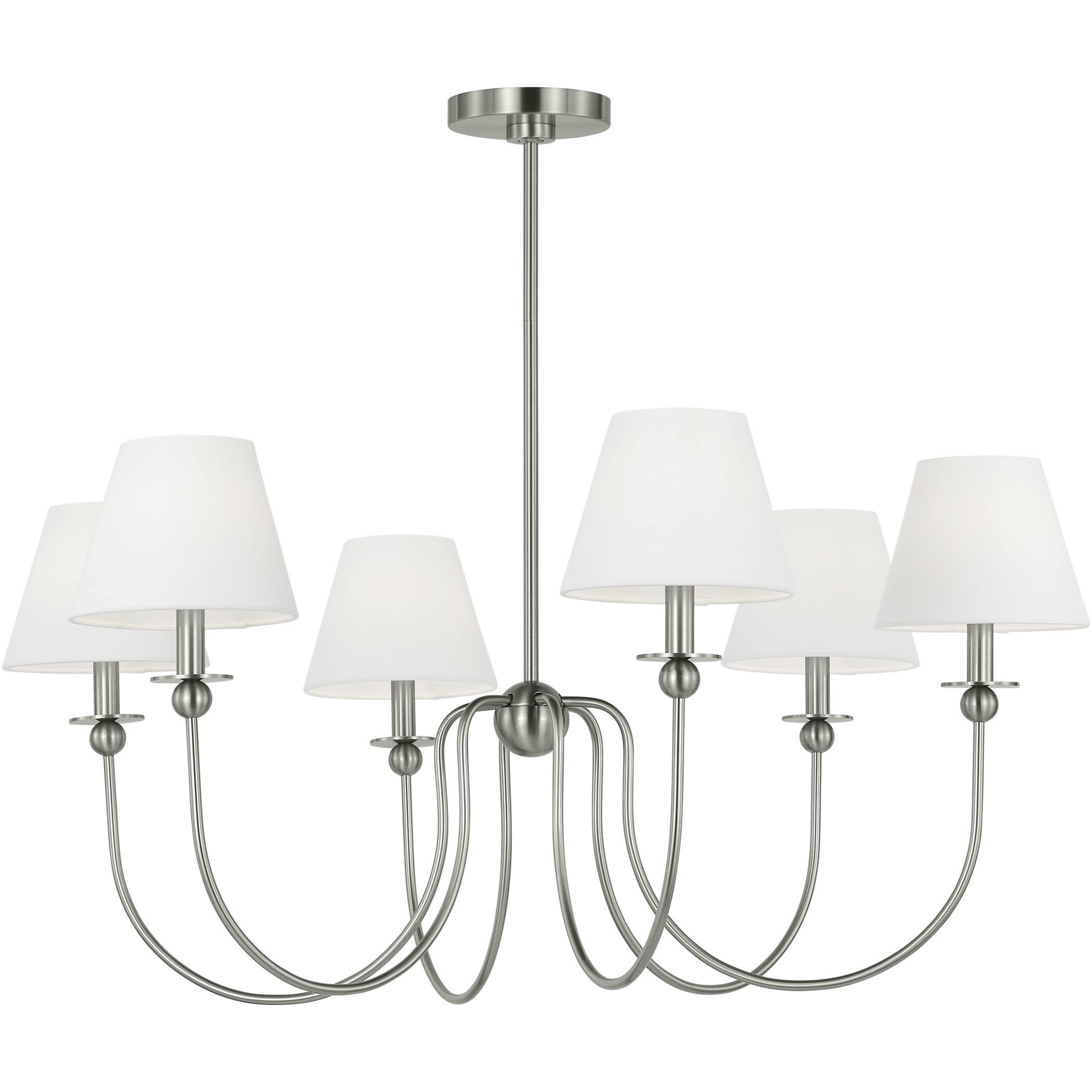 Drew & Jonathan Elsay 6 Light 36.38 inch Brushed Nickel Chandelier Ceiling Light, Large