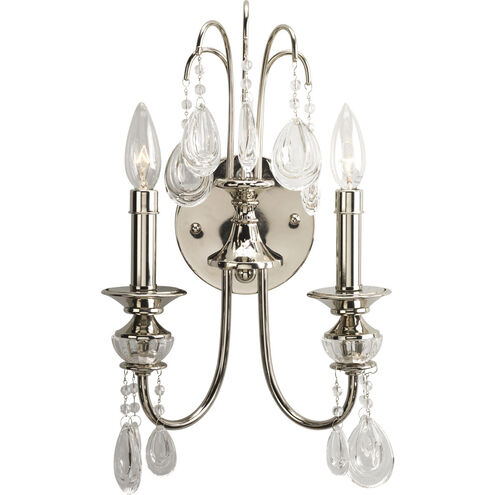 Noir 2 Light 11 inch Polished Nickel Wall Bracket Wall Light