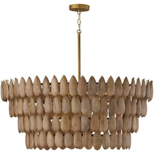 Ravi 6 Light 36.5 inch Light Wood and Patinaed Brass Pendant Ceiling Light