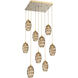 Ellisse 9 Light Gilded Brass Chandelier Ceiling Light, Square Multi-Port