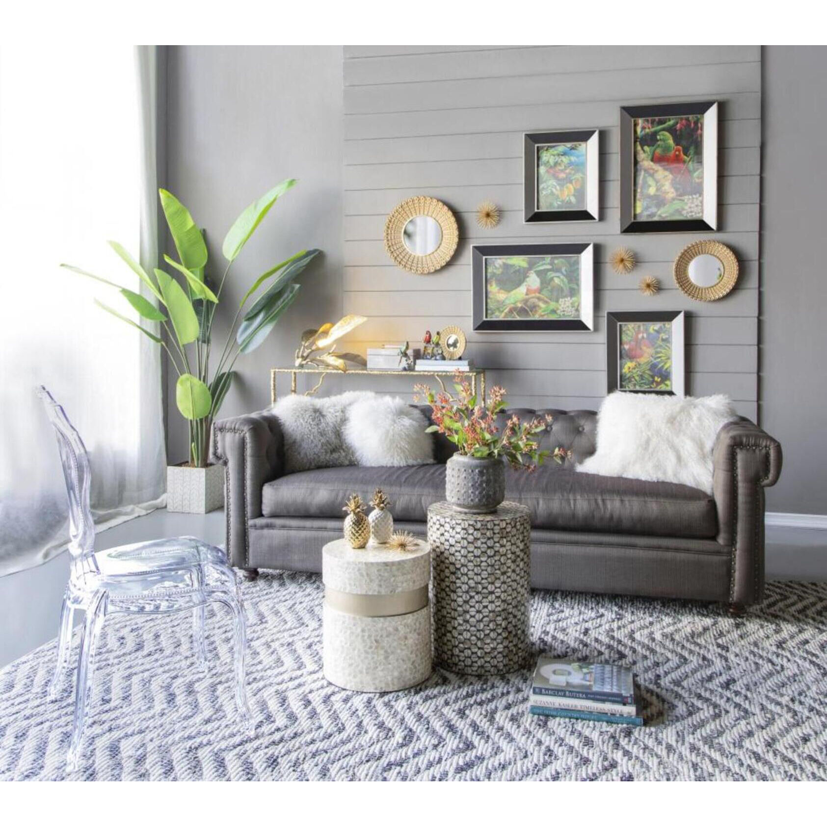 Aubrey 14 X 14 inch Distressed Gold Wall Mirror