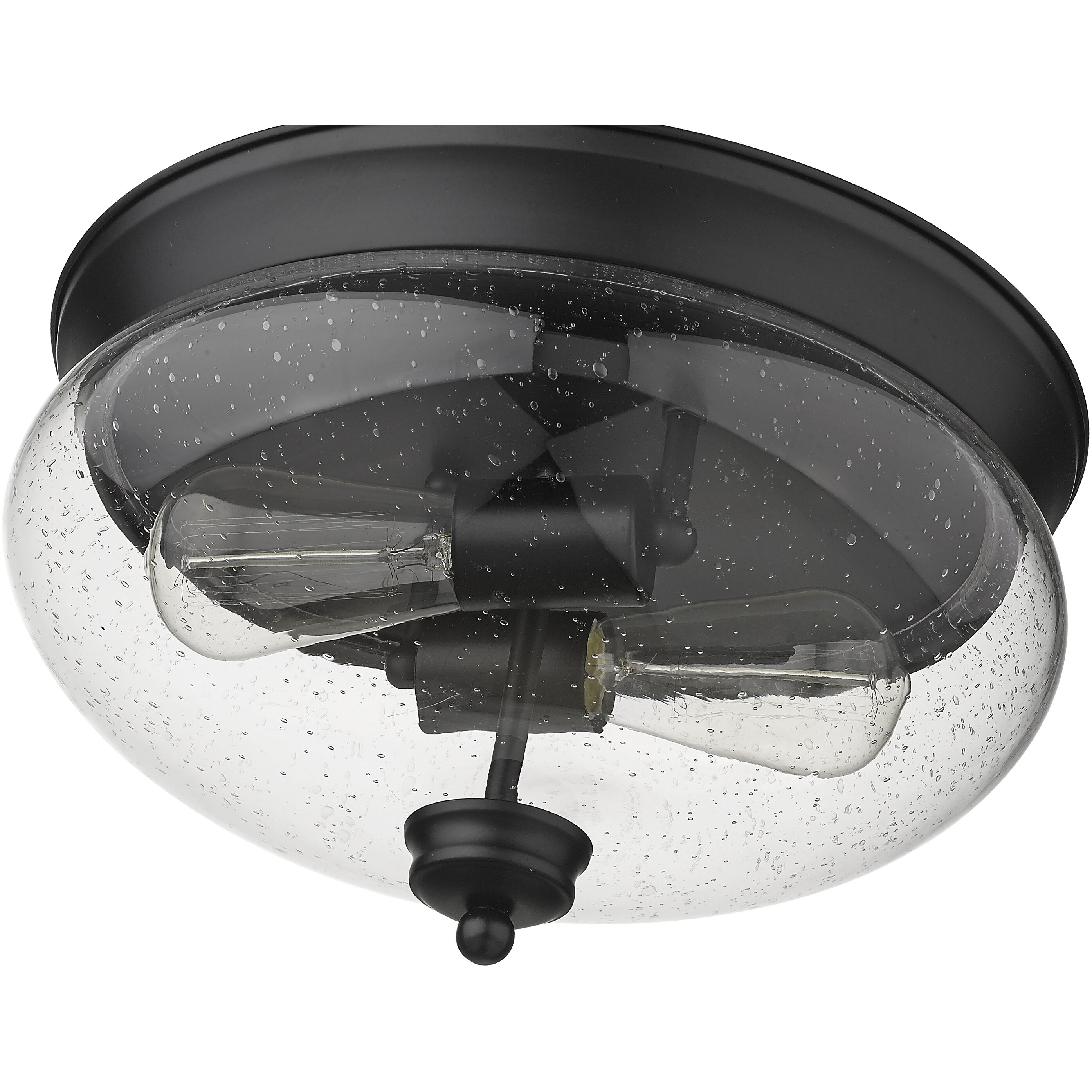 Amon 2 Light 13 inch Matte Black Flush Mount Ceiling Light in 4, Matte Opal Glass