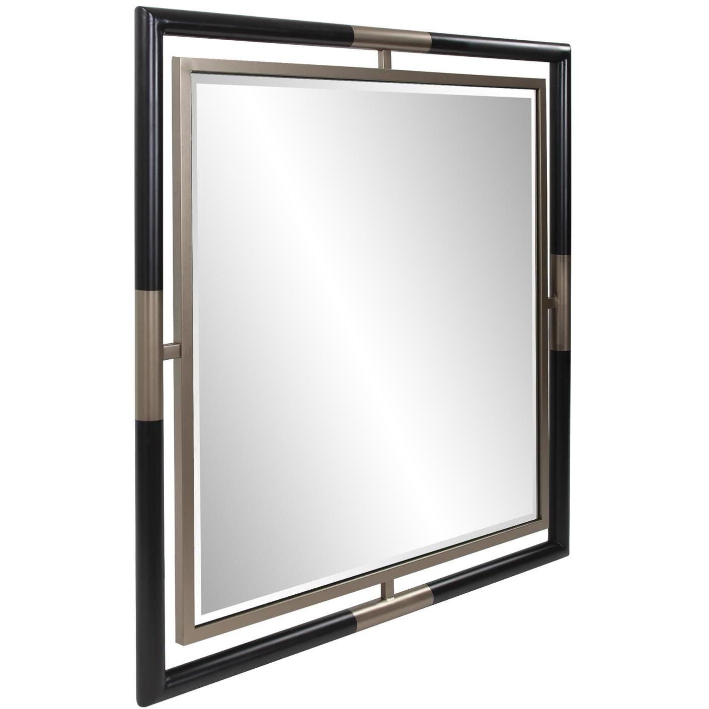 Fitzgerald 48 X 48 inch Black and Brass Mirror, Large
