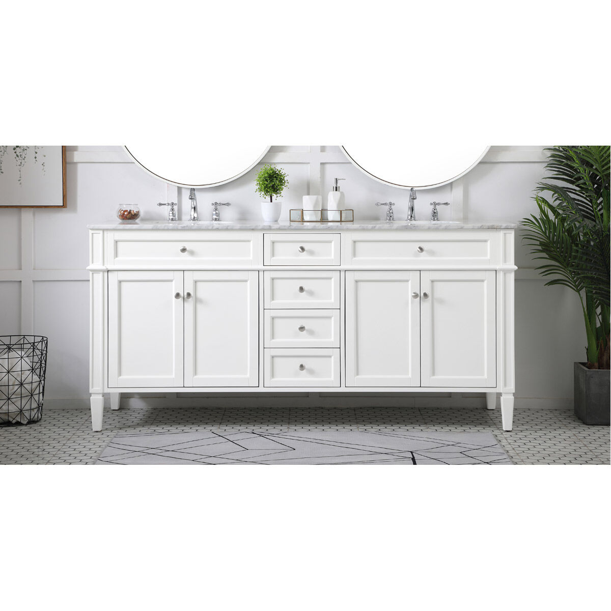 Park Avenue 72 X 22 X 35 inch White Vanity Sink Set