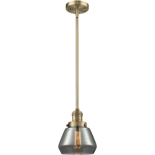Franklin Restoration Fulton LED 7 inch Brushed Brass Mini Pendant Ceiling Light in Plated Smoke, Franklin Restoration