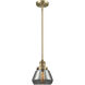 Franklin Restoration Fulton LED 7 inch Brushed Brass Mini Pendant Ceiling Light in Plated Smoke, Franklin Restoration