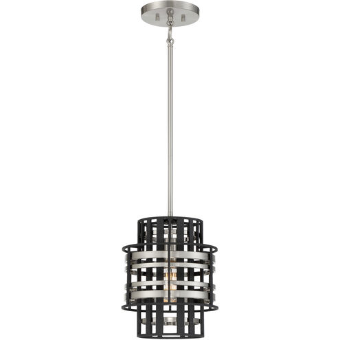 Presten 1 Light 10 inch Brushed Nickel with Sand Coal Mini Pendant Ceiling Light