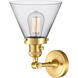 Franklin Restoration Large Cone 1 Light 8 inch Satin Gold Sconce Wall Light in Clear Glass, Franklin Restoration