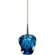 Aurora LED 4.5 inch Chrome Pendant Ceiling Light in Blue Glass