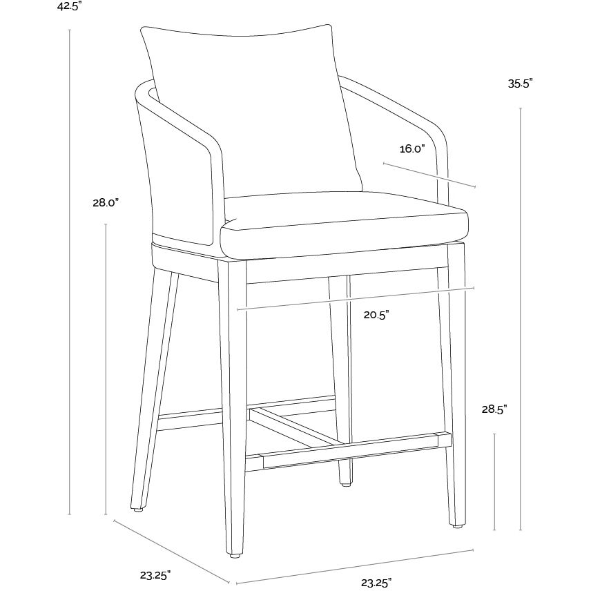 Capri 38 inch Smoke Grey / Copacabana Marble Outdoor Counter Stool