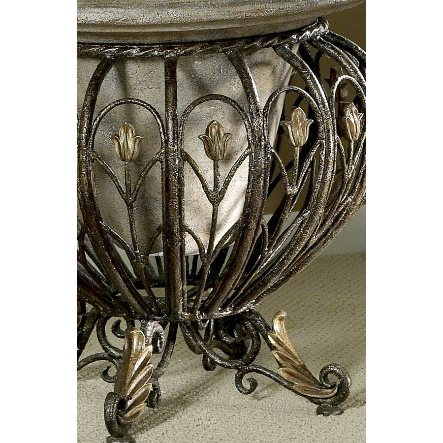 Metalworks Matthias Metal & Stone Heritage Pedestal & Planter