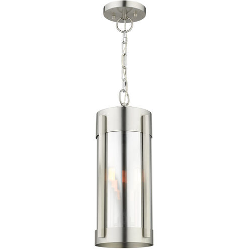 Westover 3 Light 12 inch Brushed Nickel Outdoor Pendant Lantern