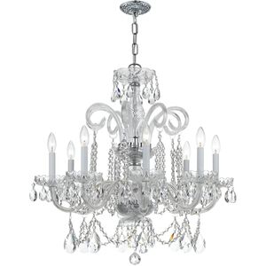 Traditional Crystal 8 Light 27 inch Polished Chrome Chandelier Ceiling Light in Clear Hand Cut