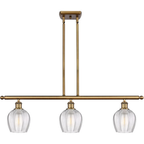 Ballston Norfolk 3 Light 36 inch Brushed Brass Island Light Ceiling Light in Clear Glass