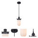 Austere Kingsbury 1 Light 6 inch Matte Black Pendant Ceiling Light in Matte White Glass, Black Textured