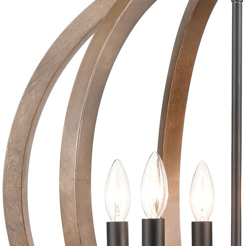 Barrow 6 Light 22 inch Matte Black with Birchwood Chandelier Ceiling Light