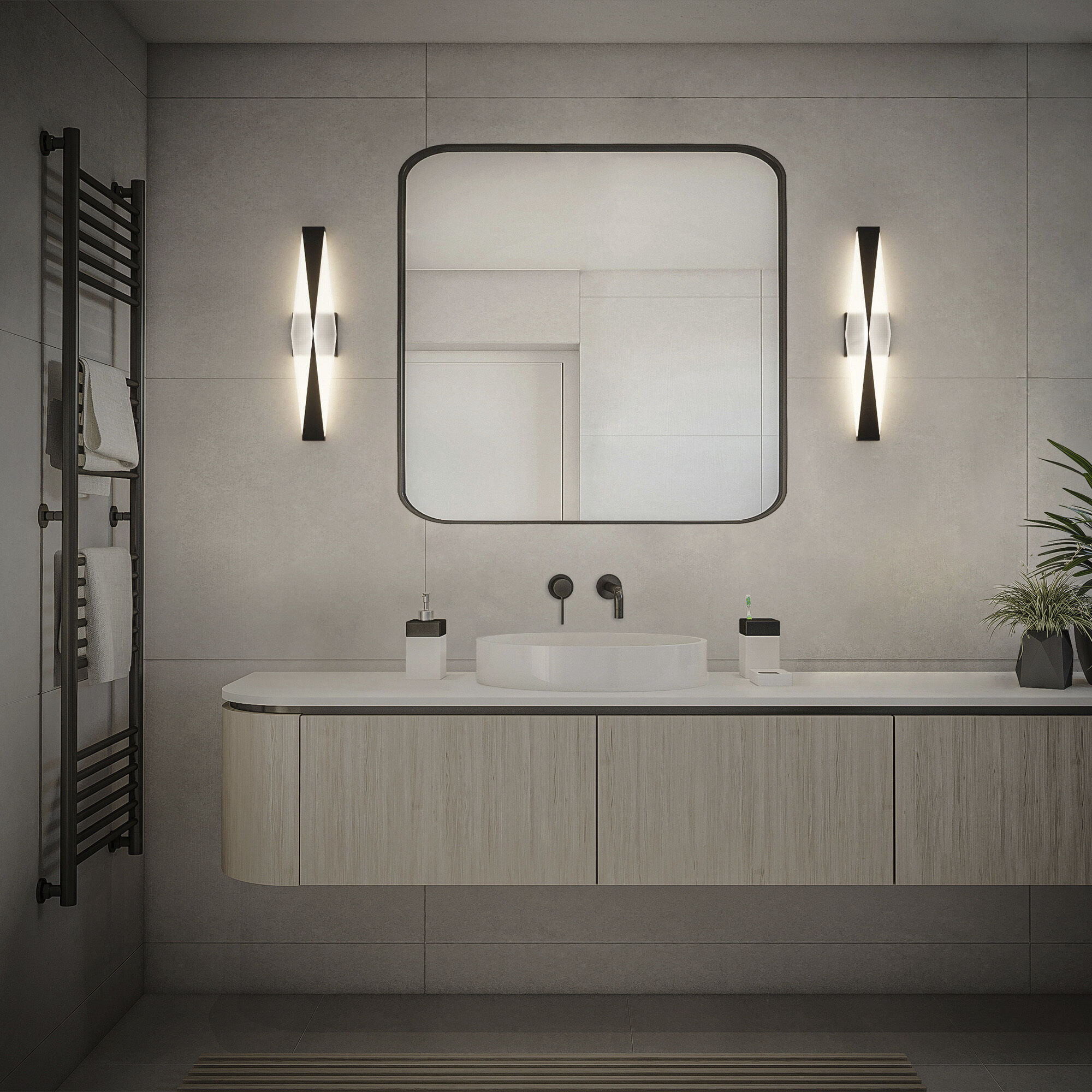 Enigmatic LED 24 inch Black Bath Vanity & Wall Light in 2700K, dweLED