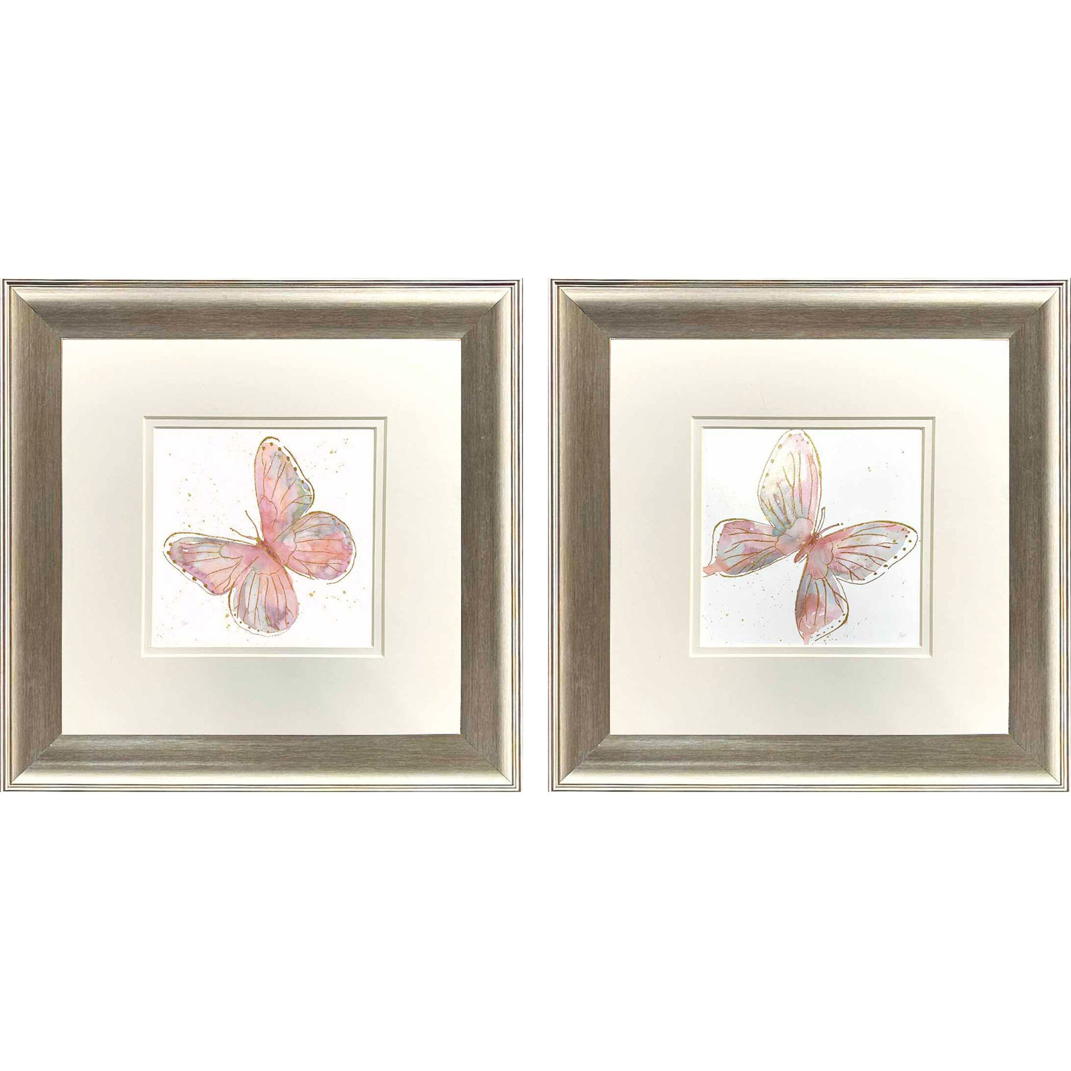 Blush Butterfly Pink and Metallic Framed Art, Propac
