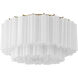 Addis 7 Light 22.25 inch Aged Brass Flush Ceiling Light in Tronchi Glass White