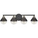 Fletcher 4 Light 32 inch Black with Heritage Brass Vanity Light Wall Light