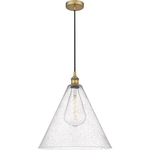 Edison Cone 1 Light 16 inch Brushed Brass Pendant Ceiling Light