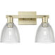 Arcadia Castile 2 Light 17 inch Antique Brass Bath Vanity Light Wall Light in Clear