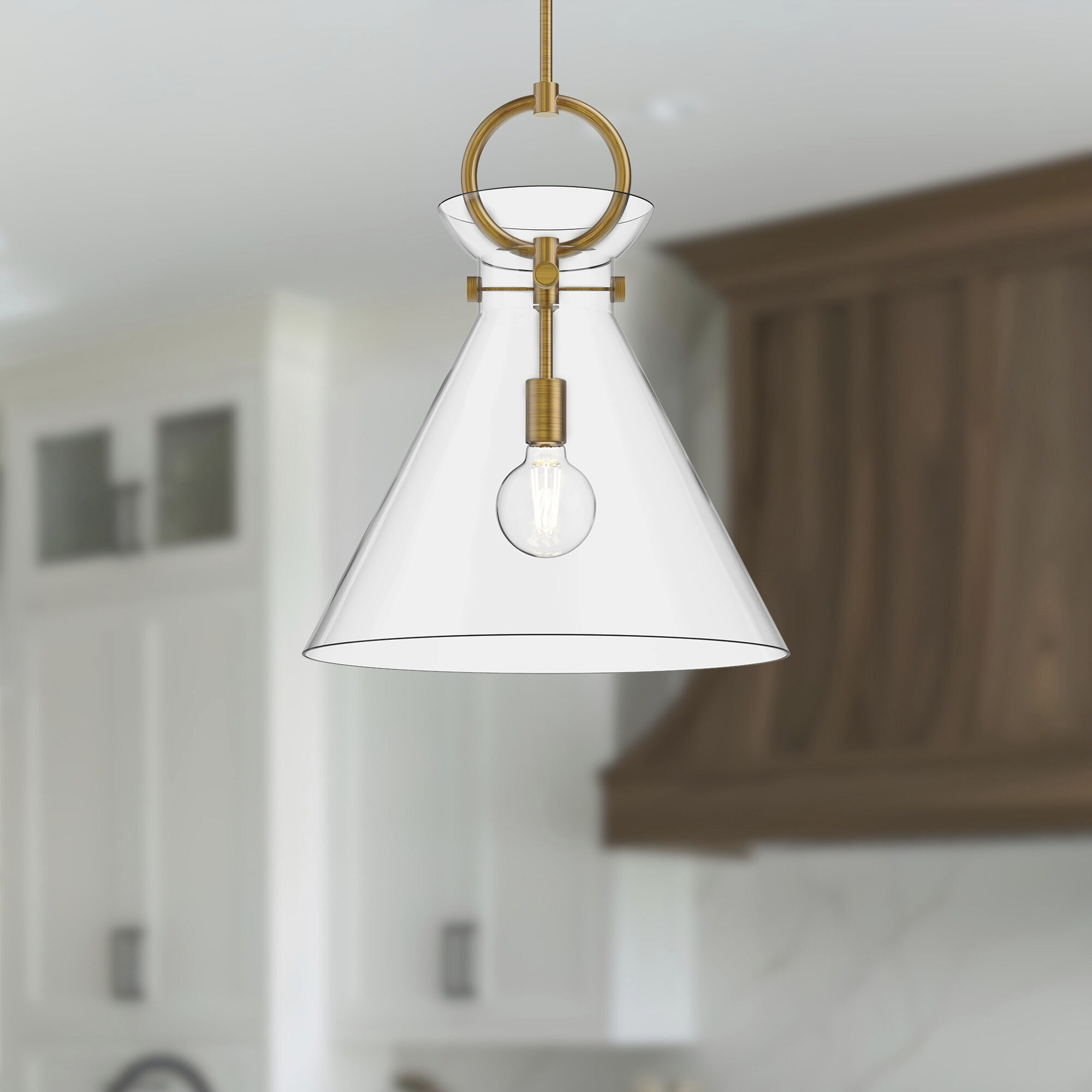 Alora Mood Emerson Pendant Ceiling Light in Aged Gold, Clear Glass