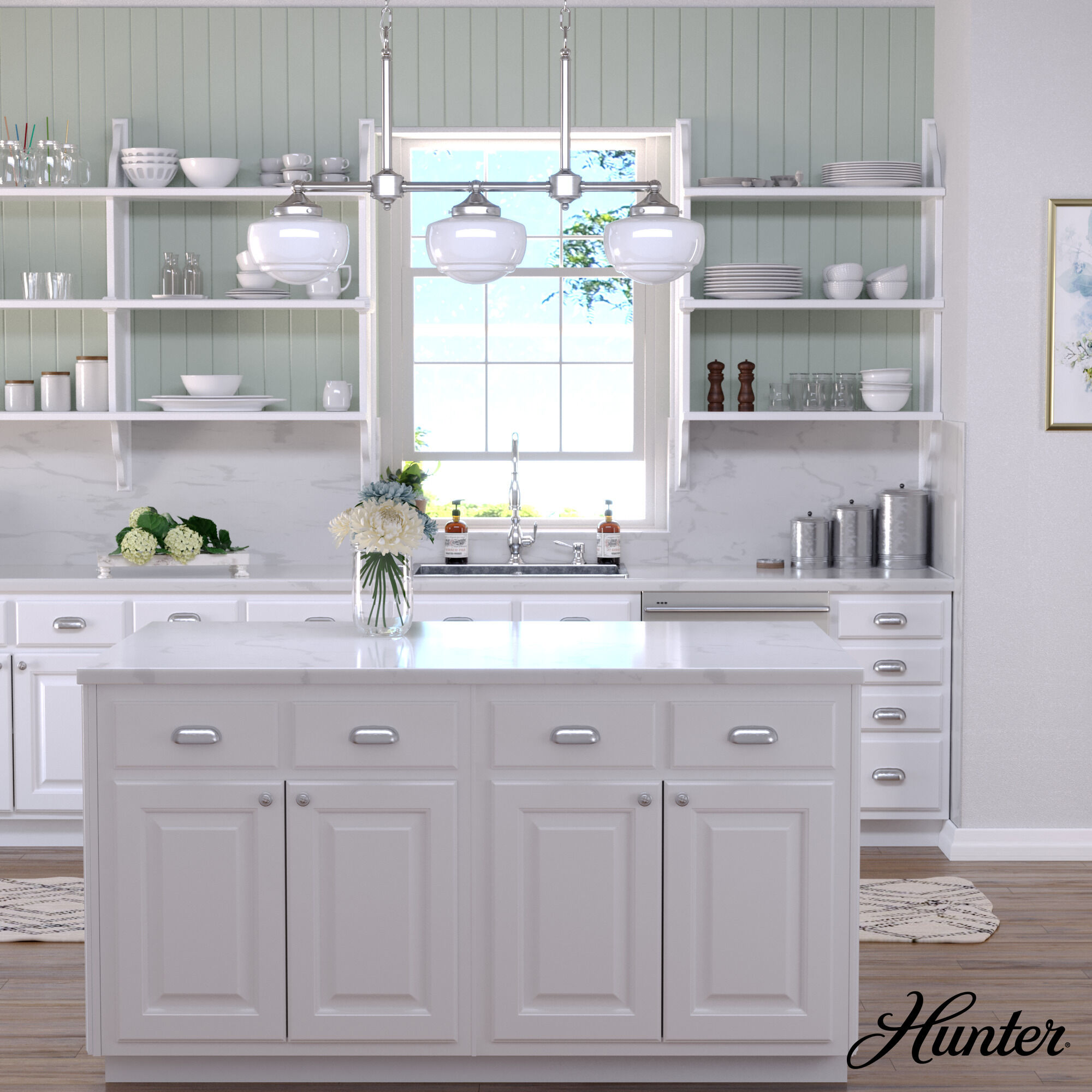 Saddle Creek 3 Light 33 inch Brushed Nickel Linear Chandelier Ceiling Light