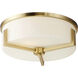 Dart 3 Light 14 inch Satin Brass Flush Mount Ceiling Light