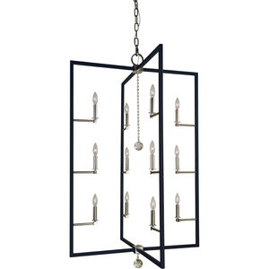 Minimalist Elegant 12 Light 32 inch Polished Nickel/Matte Black Foyer Chandelier Ceiling Light