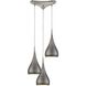 Lindsey 3 Light 10 inch Satin Nickel Mini Pendant Ceiling Light in Weathered Zinc, Triangular Canopy, GU10