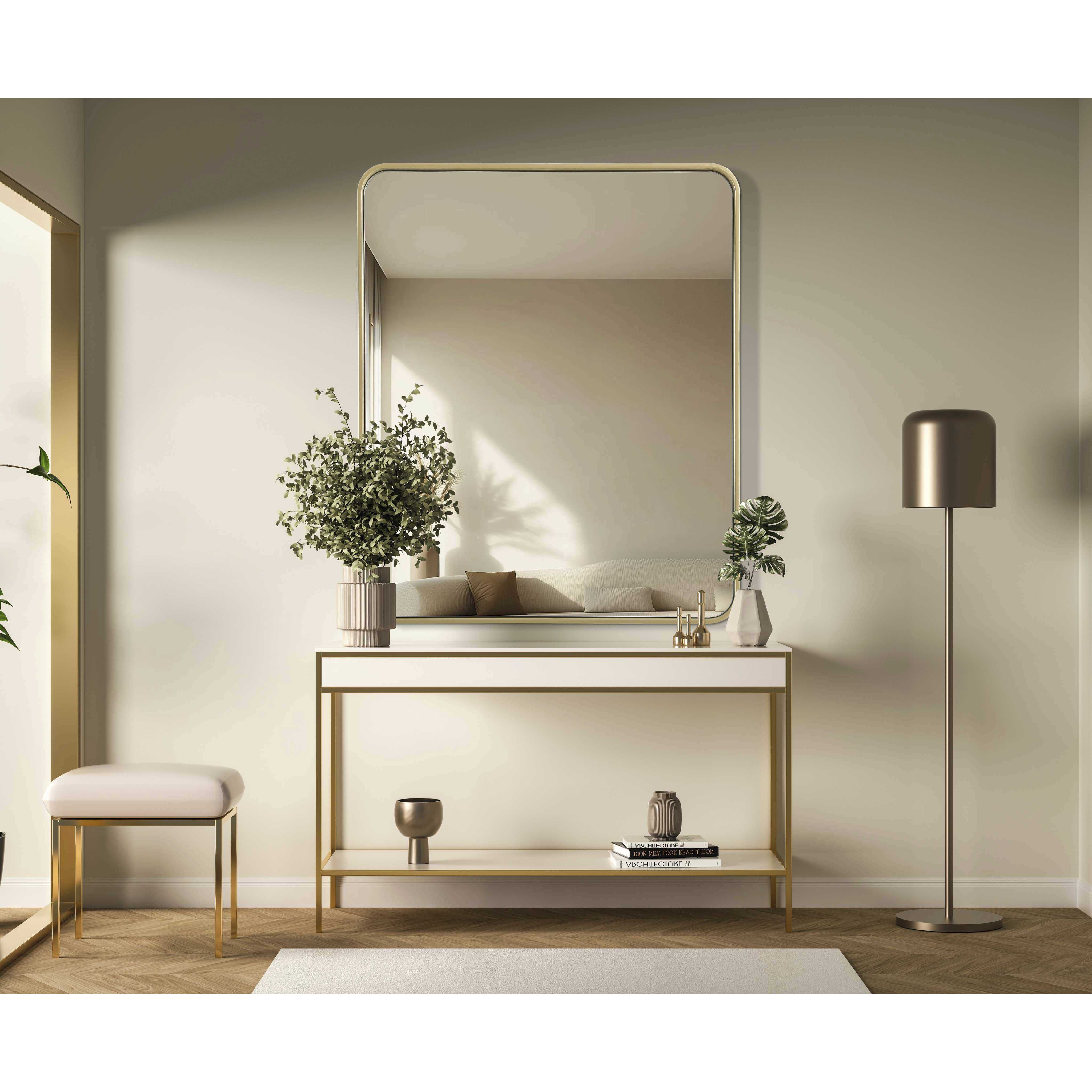 Remy 36 X 30 inch Brass Mirror