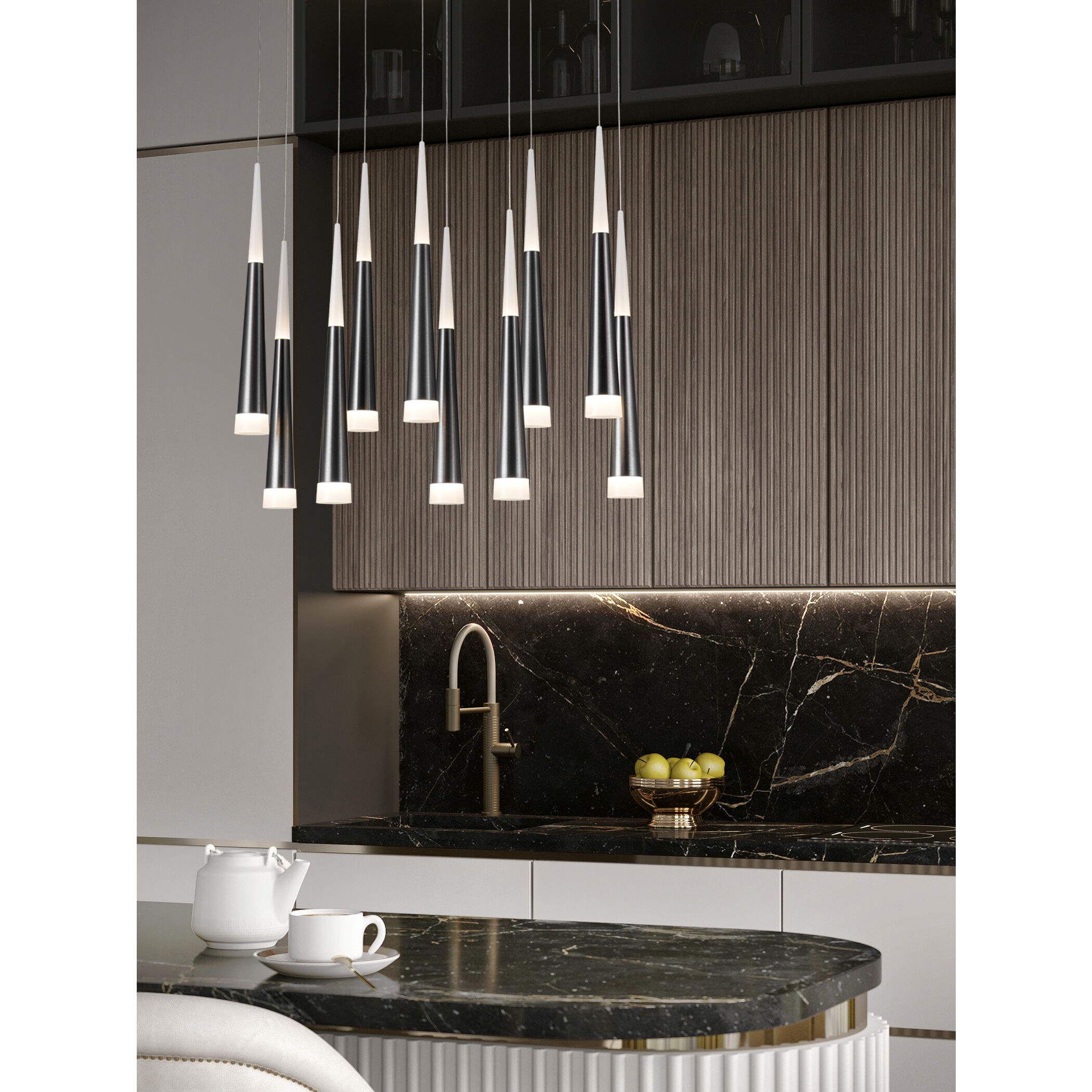 Meteor LED 8 inch Satin Dark Gray Multi Pendant Ceiling Light